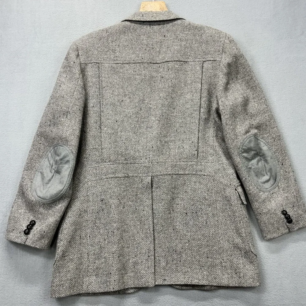 Vintage Pendleton Blazer Mens 44 Long Gray Tweed Wool Elbow Patch Made USA‎ 80s